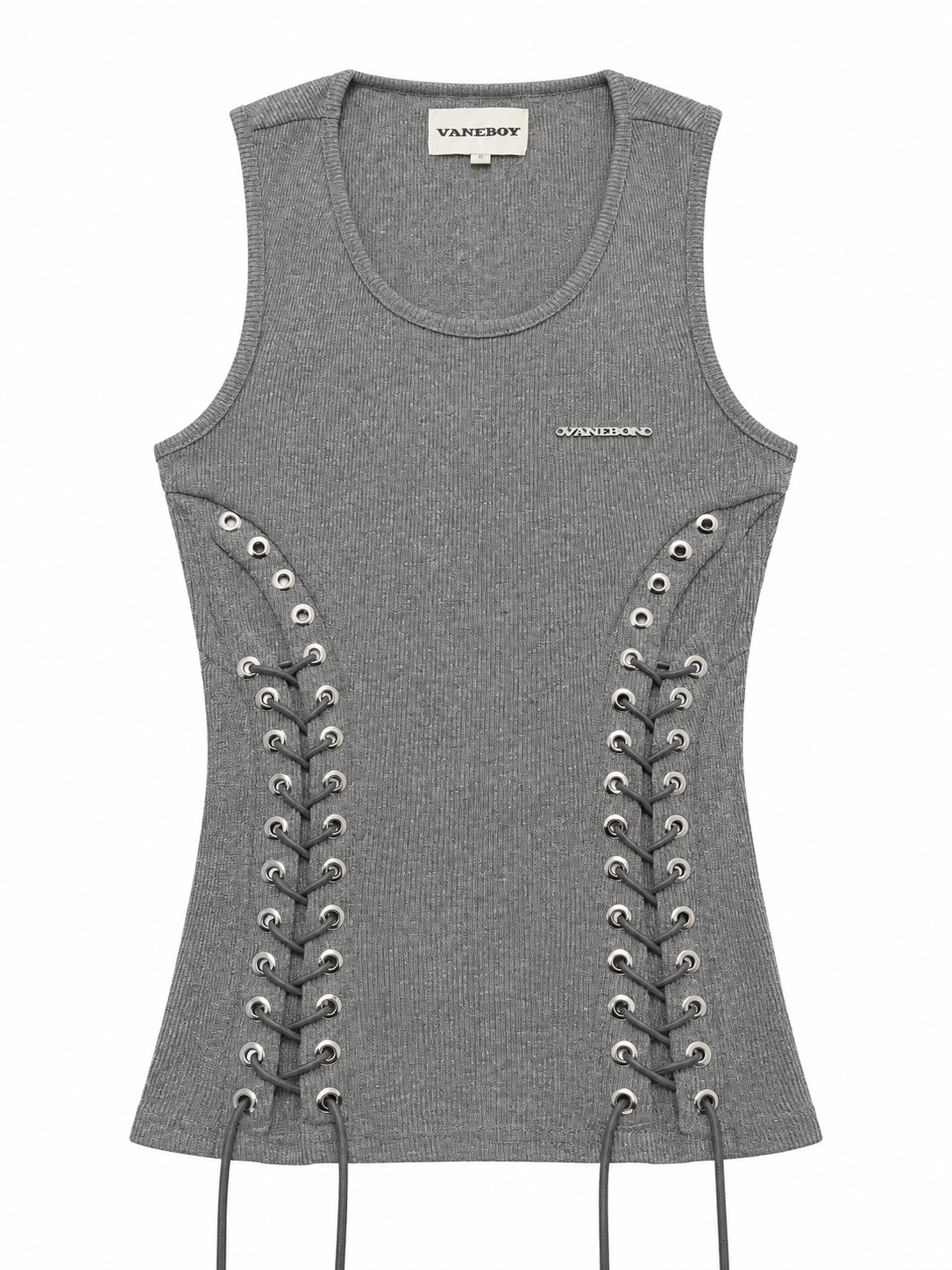 GRAY LACE-UP TANK
