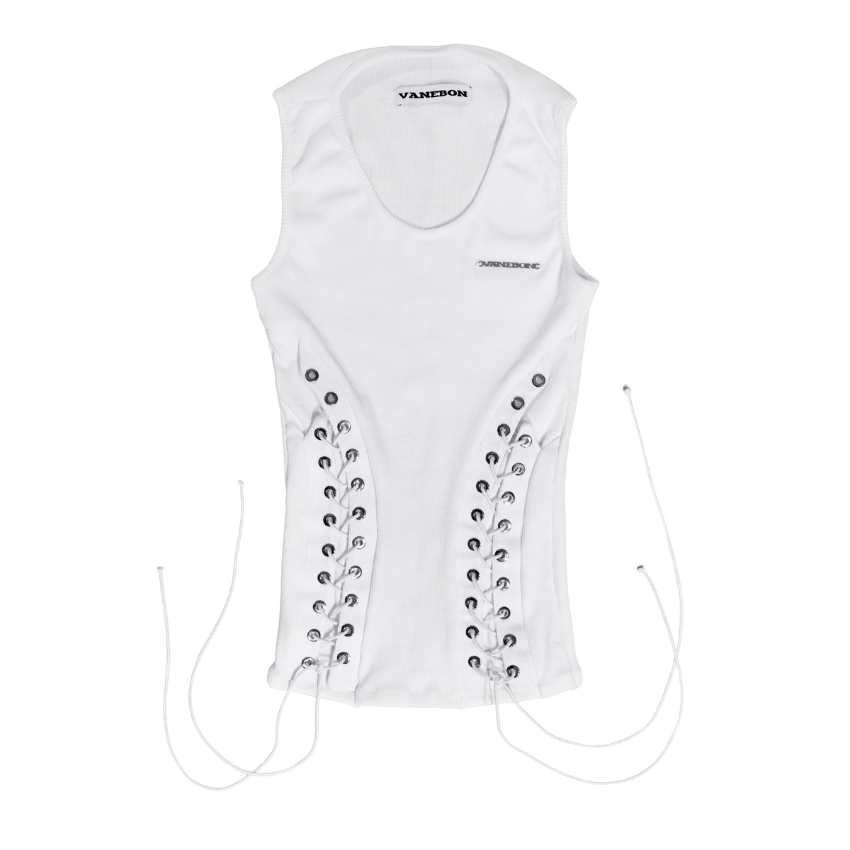 White Lace-up Tank