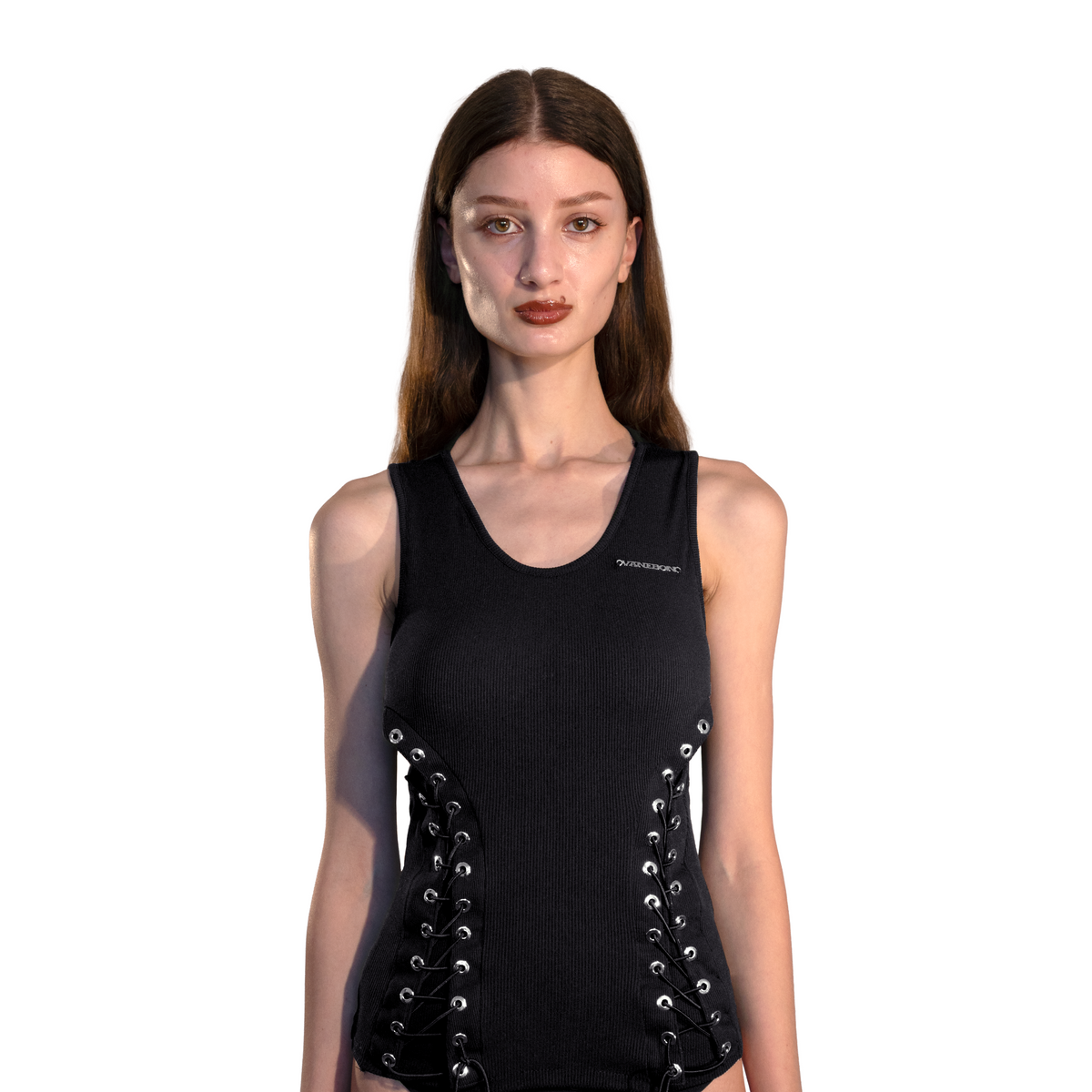 BLACK LACE UP TANK