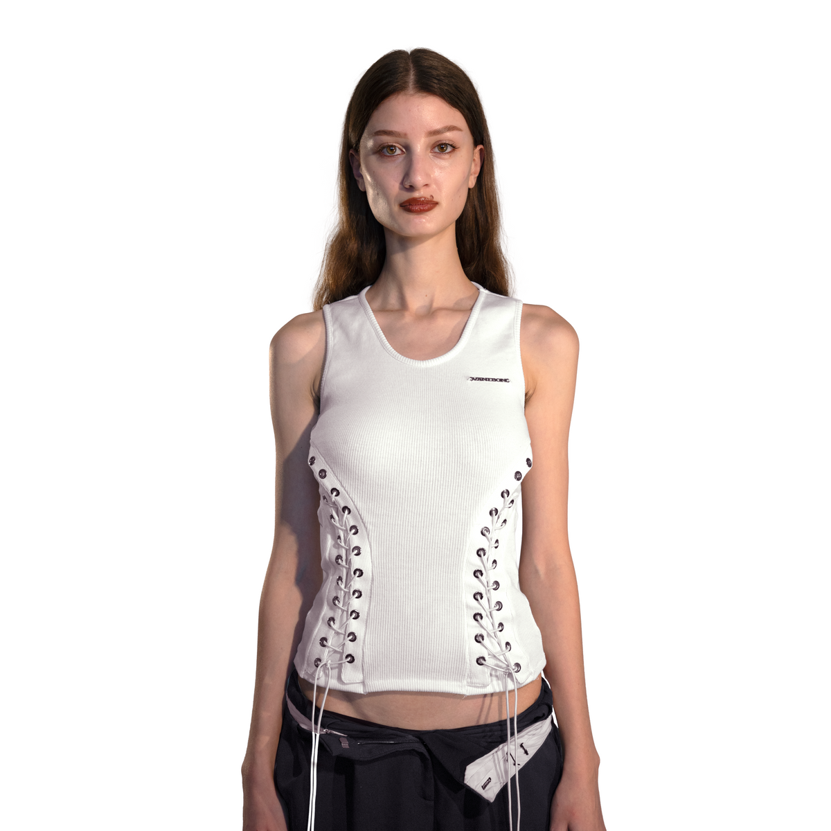 White Lace-up Tank